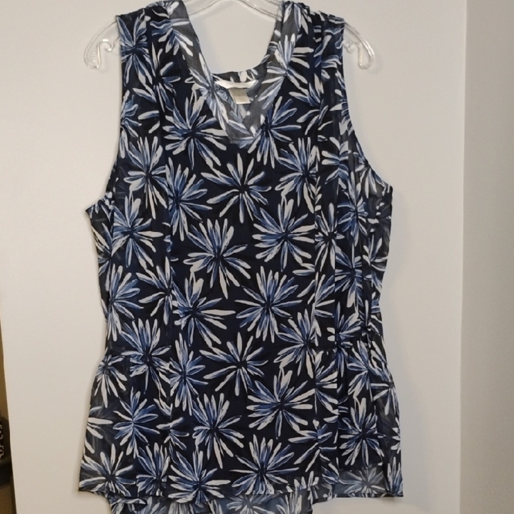🎉 Blue Floral Layered Tank